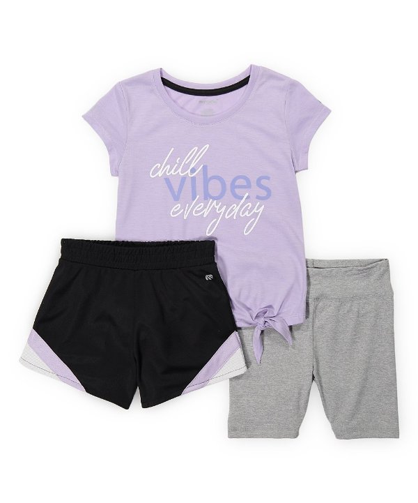 Pastel Lilac 'Chill' Crewneck Tee & Shorts Set - Girls