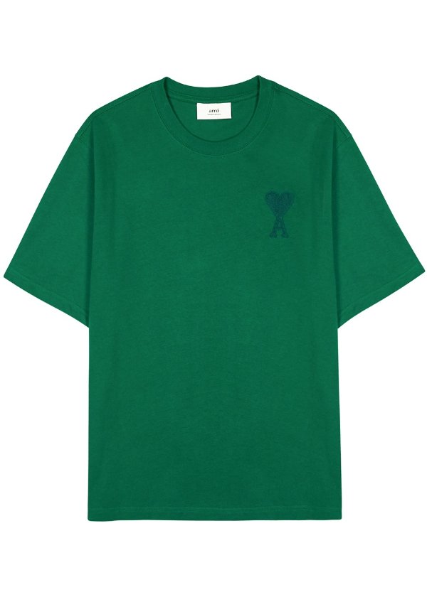 Green logo cotton T-shirt