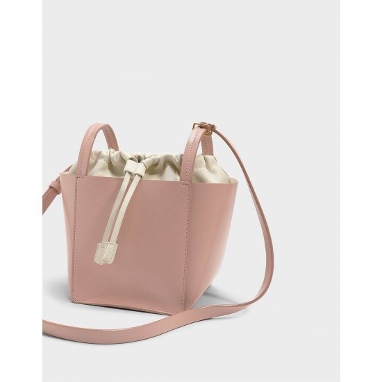 Pink Drawstring Detail Crossbody Bag | CHARLES & KEITH