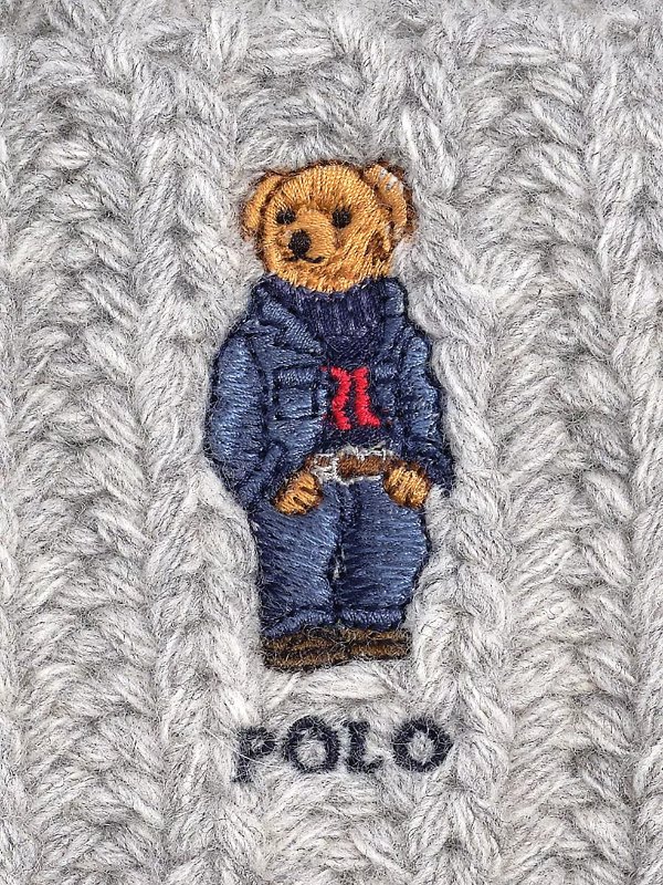 Ribbed Wool-Blend Polo Bear Beanie
