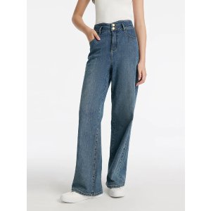 GOELIAHigh-Waisted Loose Straight Full Length Women Jeans