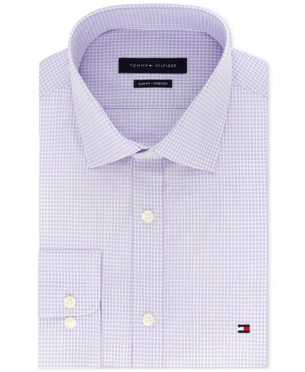 Men's Slim-Fit Stretch Check Dress Shirt, Online Exclusive Created for Macy's