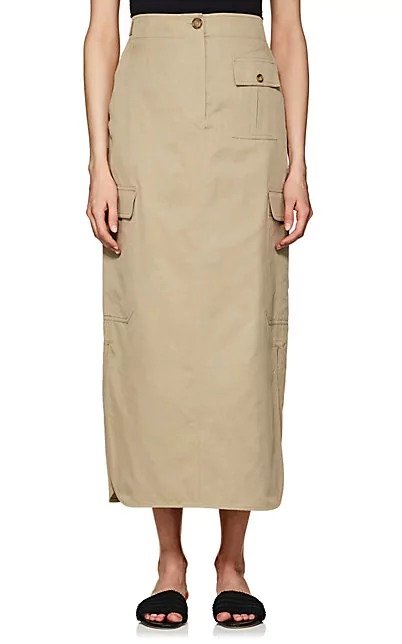 Cotton-Silk Cargo Skirt