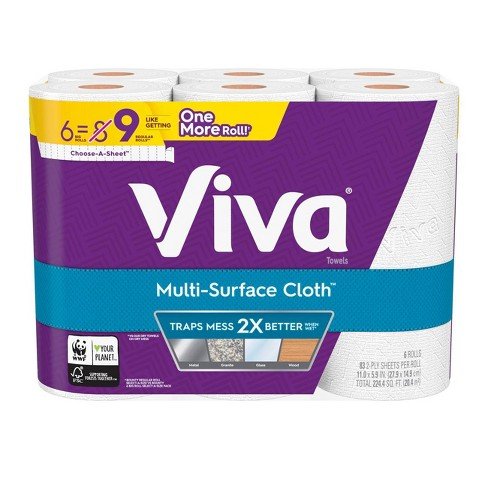 Multi-Surface Cloth Choose-A-Sheet Paper Towels - 6 Big Rolls