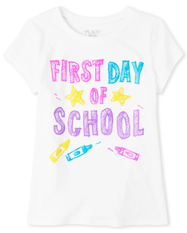 Girls Short Sleeve 'First Day Of School' Graphic Tee