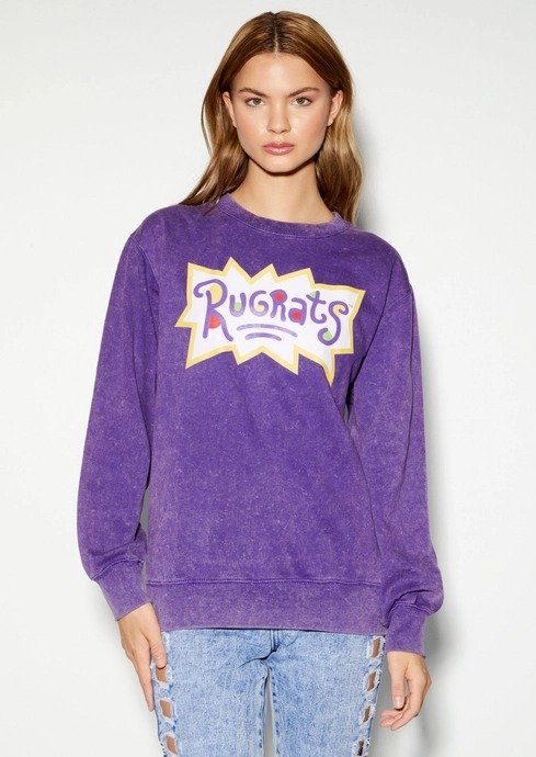 Purple Rugrats Graphic Crew Neck Sweatshirt