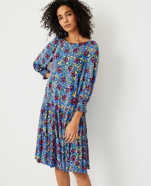 Floral Tiered Shift Dress | Ann Taylor
