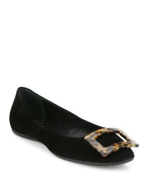 - Gommette Suede Buckle Flat