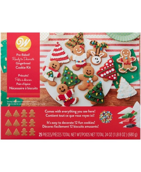 Pre-Baked Ready to Decorate Gingerbread Cookie Kit, 25-Piece