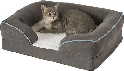 FRISCO Plush Orthopedic Front Bolster Cat & Dog Bed, Gray, Medium - Chewy.com