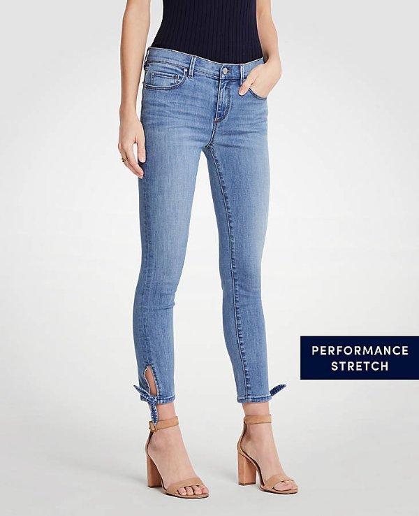 Curvy Ankle Tie All Day Skinny Crop Jeans | Ann Taylor