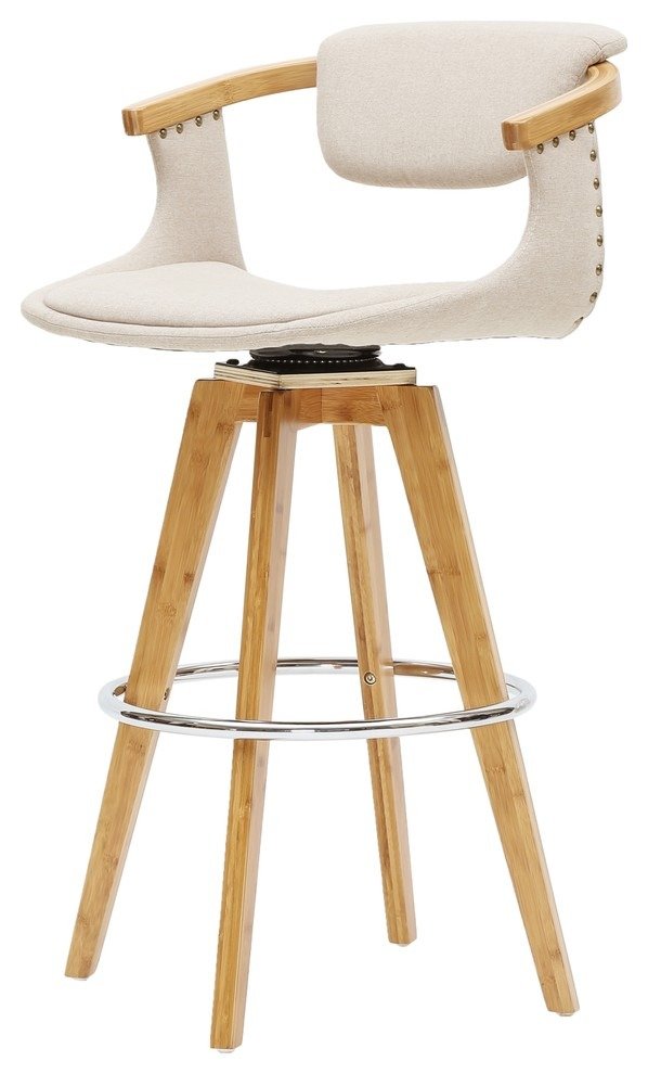Darwin KD Fabric Bamboo Counter Stool - Midcentury - Bar Stools And Counter Stools - by New Pacific Direct Inc.