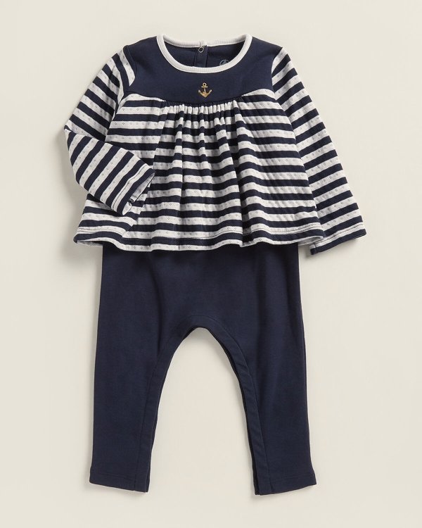 (Infant Girls) Stripe Leggings 2fer Dress