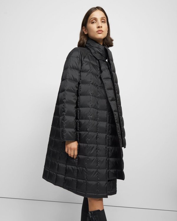 Scarf Puffer Coat in Quilted Down
