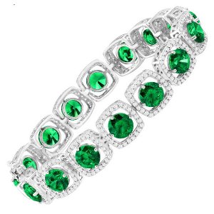 41 ct Green & White Swarovski Zirconia Tennis Bracelet