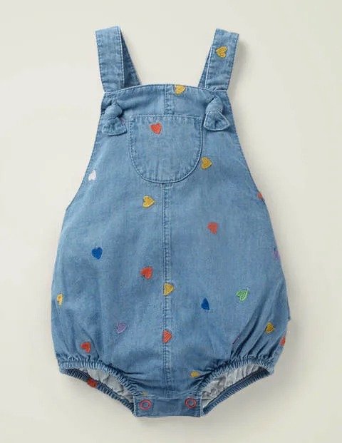Embroidered Denim Romper - Mid Chambray | Boden US