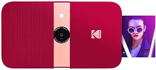 Smile Instant Print Digital Camera – Slide-Open 10MP Camera w/2x3 ZINK Printer (Red) Sticker Edition.