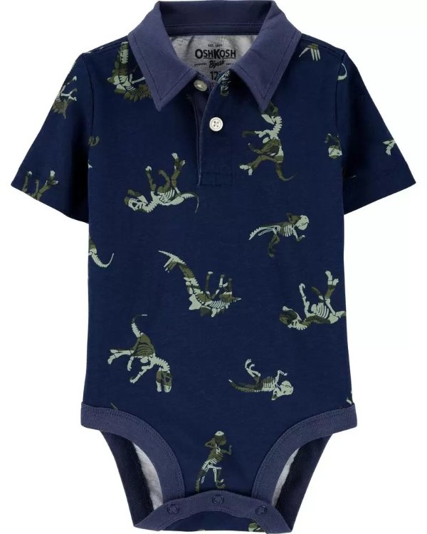 恐龙图案 Polo款婴儿包臀衫