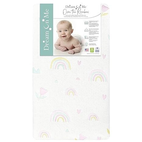 Over The Rainbow Crib and Toddler Mattress | Greenguard Gold and JPMA Certified Infant Crib Mattress with Removable Water-Resistant Zipper Cover | Extra Edge Support