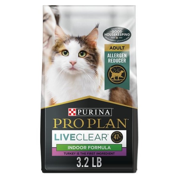 PRO PLAN LIVECLEAR Adult Indoor Formula Dry Cat Food, 3.2-lb bag - Chewy.com
