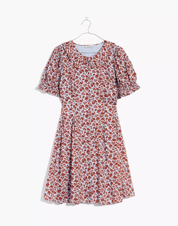 Collared Puff-Sleeve Mini Dress in Piccola Floral