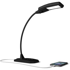 Newhouse Lighting 6W LED Desk Lamp w/ Dimmer and USB Charging Port Outlet 