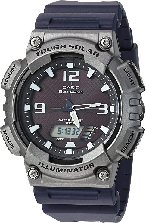 Men's Tough Solar Quartz Watch with Resin Strap, Black, 25 (Model: AQ-S810W-1A4VCF)