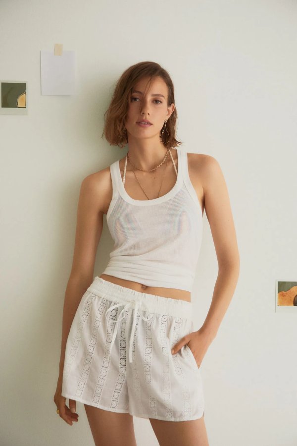 Embroidered cotton shorts - Women | Mango USA