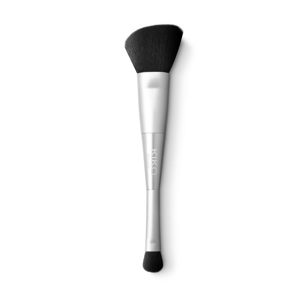 Face and eye brush with recycled synthetic fibres duo - Blue Me 2-in-1 Eyes & Face Brush - KIKO MILANO