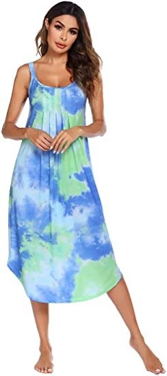 Women's Sleeveless Long Nightgown Summer Full Slip Sleep Dress Soft Nightshirt Chemise Sleepwear Lounge Dresses