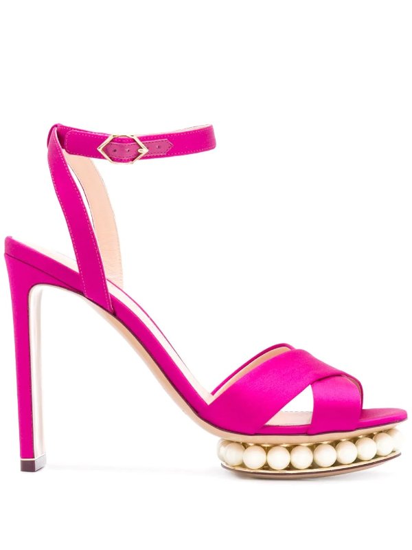 CASATI Platform Sandals 105 in pink Silk | Nicholas Kirkwood