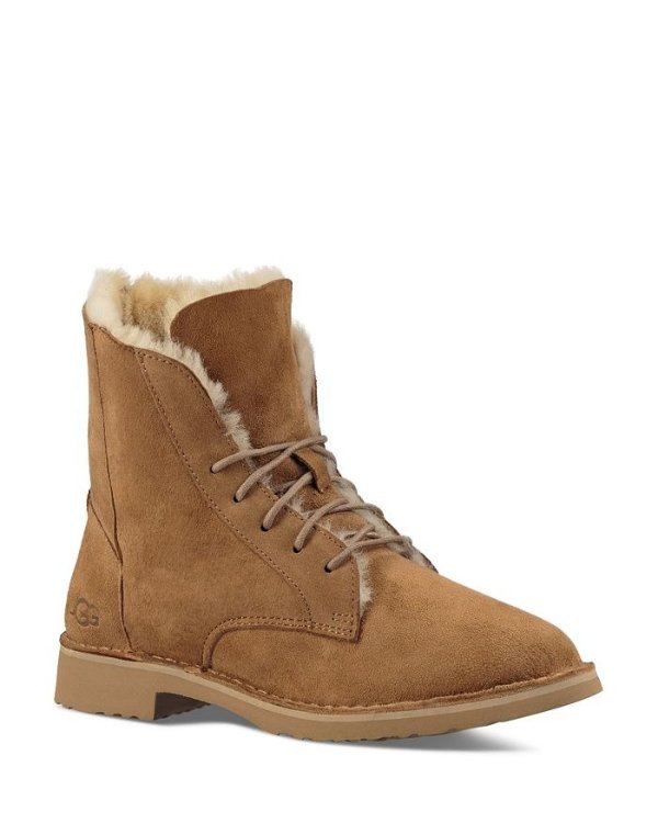 Women's Quincy Leather and Sheepskin Lace Up Boots