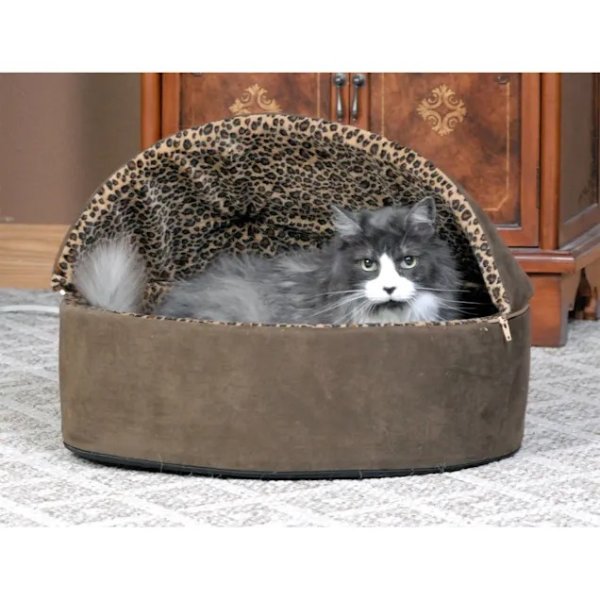 Mocha Leopard Thermo-Kitty Bed Deluxe Heated Cat Bed, 20" L x 20" W | Petco