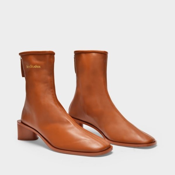 Ankle Boots Bertine in Rust Brown Leather