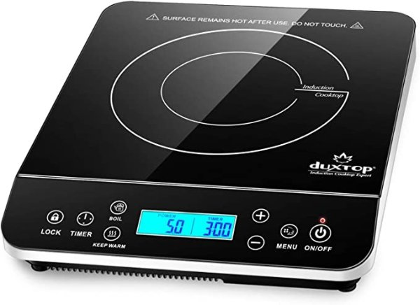 Portable Induction Cooktop, Countertop Burner Induction Hot Plate with LCD Sensor Touch 1800 Watts, Silver 9600LS/BT-200DZ