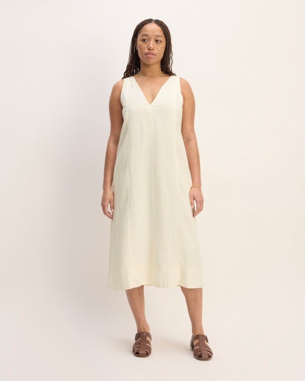 The Linen V-Neck Midi Dress