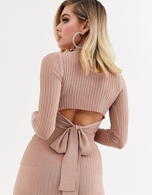 two-piece in structured rib with high neck and cut out back | ASOS