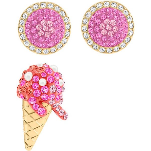 No Regrets Ice Cream Pierced Earrings, Multi-colored, Gold plating by SWAROVSKI