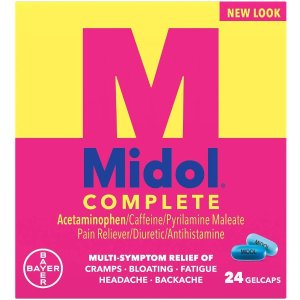 MidolComplete Menstrual Pain Relief Gelcaps with Acetaminophen for Menstrual Symptom Relief - 24 Count