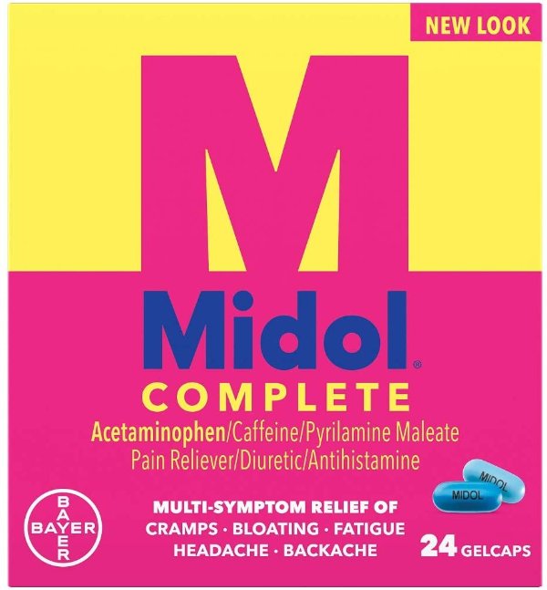 Complete Menstrual Pain Relief Gelcaps with Acetaminophen for Menstrual Symptom Relief - 24 Count