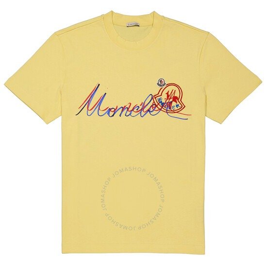 Men's Pastel Yellow Logo-Print T-Shirt
