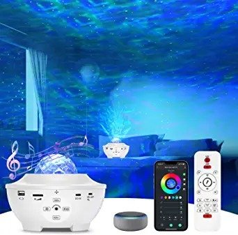 Star Projector, Galaxy Projector for Bedroom, Smart Starry Light Projector Work with Alexa, 16 Million Colors Adjustable, with Timer/Remote/Bluetooth Speaker, for Kids Adults, Room Decor(White)