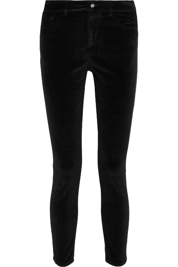 Margaux cropped stretch-velvet skinny pants