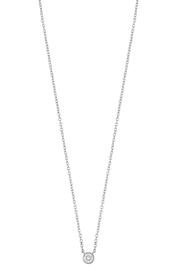 14K Gold Diamond Bezel Pendant Necklace - 0.05 ctw
