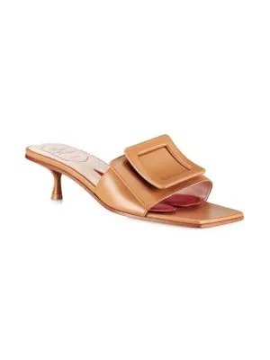 Leather Buckle Mules