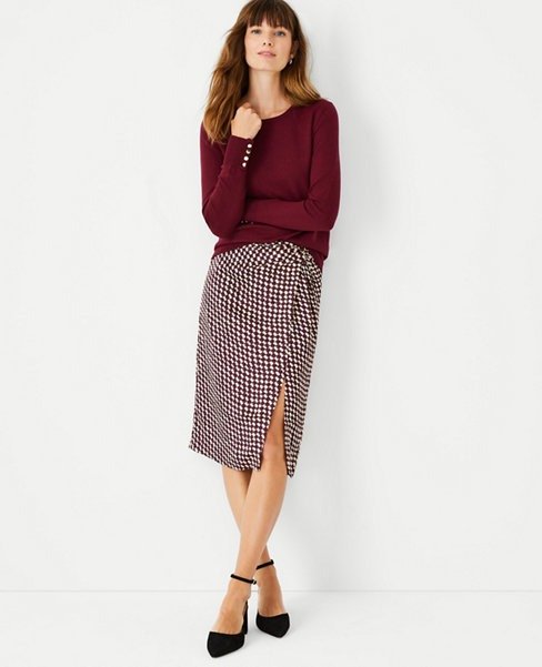 Houndstooth Knotted Pencil Skirt | Ann Taylor
