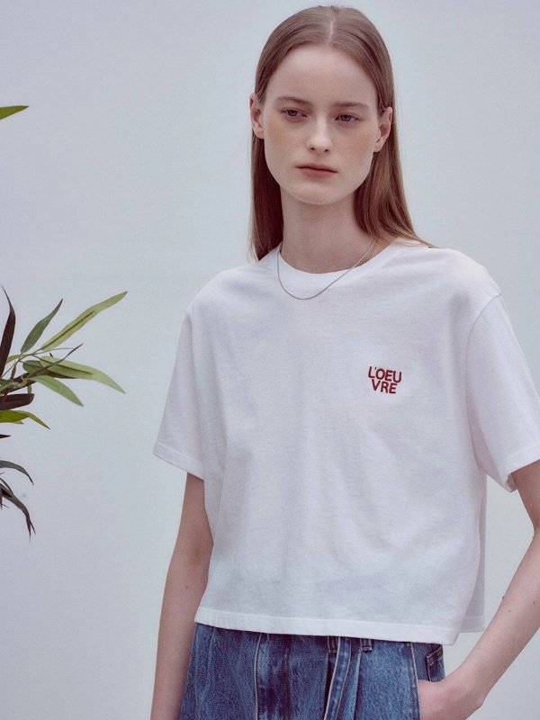 Cropped Logo Embroidery T-shirt