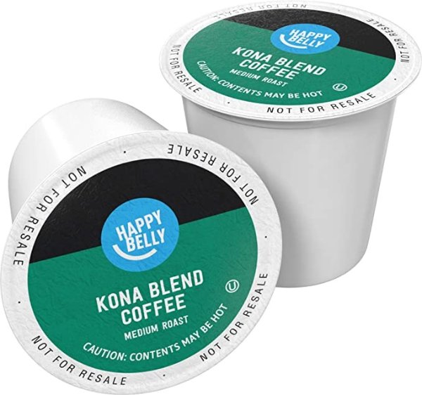 Amazon Brand - 100 Ct. Happy Belly Medium Roast Coffee Pods, Kona Blend, Compatible with Keurig 2.0 K-Cup Brewers