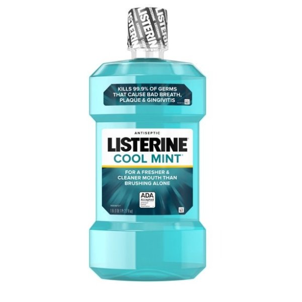 Listerine Cool Mint Antiseptic Mouthwash, Bad Breath & Plaque, 1.5 L 2 pack