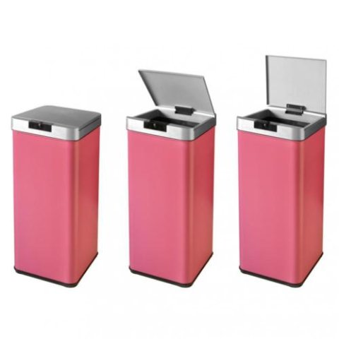 New 13-gallon Trash Can Automatic Sensor Garbage Bin Stainless Steel, Pink